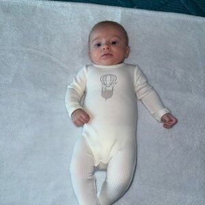 Cream Baby One Piece with hot air balloon
